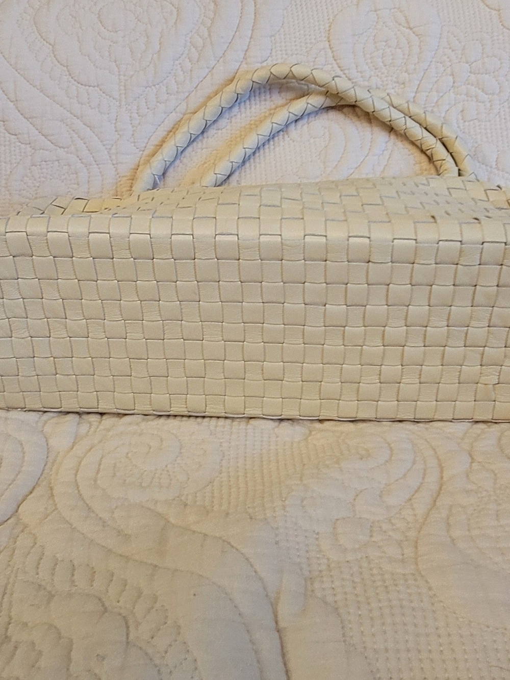 Cleobella Beige Woven Top-Handle Satchel Women Handbag - Picture 4 of 8